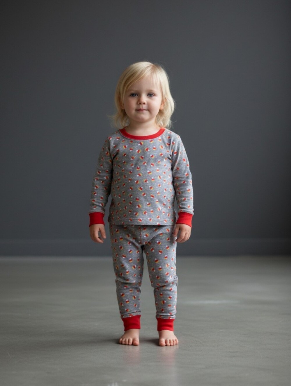Celebrate Hallowee Gray Pajama Set with Orange Trim & Candy Corn Print 18 Months